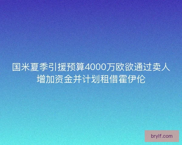 国米夏季引援预算4000万欧欲通过卖人增加资金并计划租借霍伊伦
