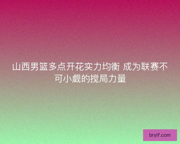 山西男篮多点开花实力均衡 成为联赛不可小觑的搅局力量